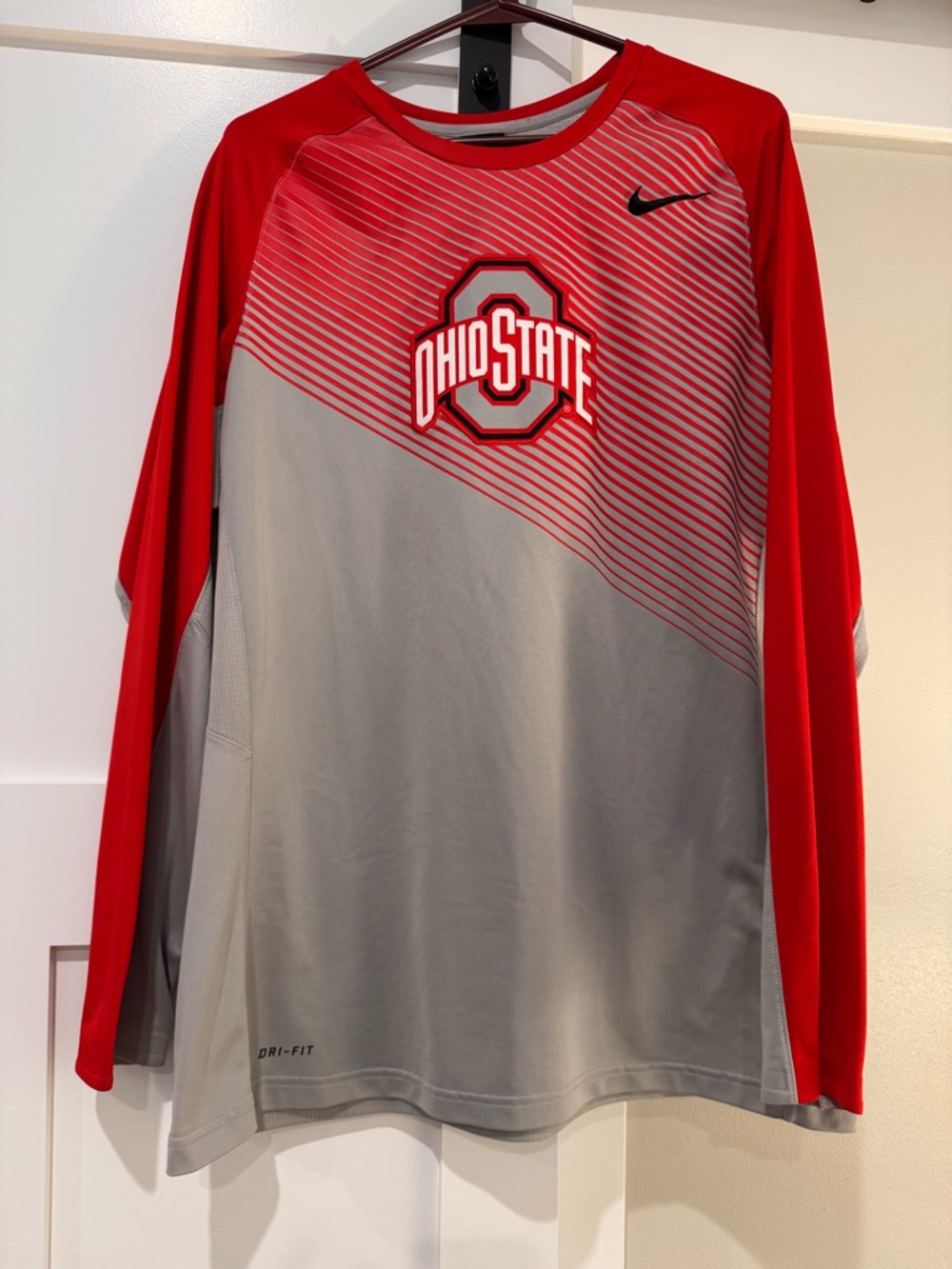 Nike Ohio State Red and Gray Long-Sleeve Performance Shirt